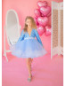 Long Sleeves Beaded Puffy Flower Girl Dress